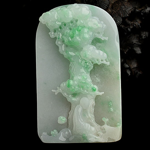 （一口价扫货）糯冰种飘翠松下悟禅挂件