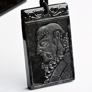 糯冰(乌鸡种)墨色达摩挂件