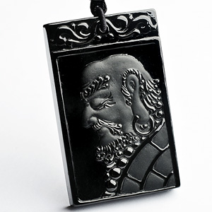 （一口价扫货）细糯种墨翠达摩挂件