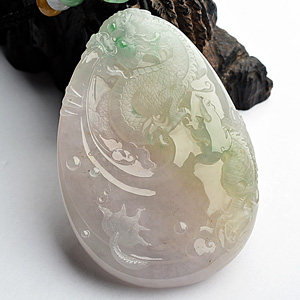 （超值推荐）糯冰种晴水略飘翠龙牌挂件/手玩件