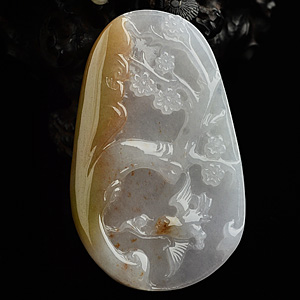 （一口价扫货）糯冰种淡紫罗兰褐黄翡喜上眉梢挂件