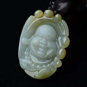 (超值推荐)糯冰种晴水黄翡佛头挂件