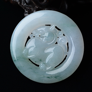 (超值推荐)糯冰种飘花龙牌挂件