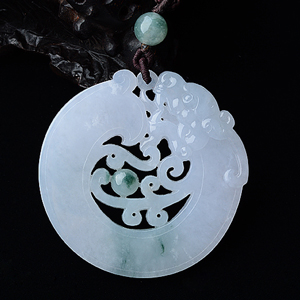 (超值推荐)糯冰种略飘花龙行如意挂件