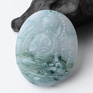 (超值推荐)糯冰种飘花释迦牟尼挂件