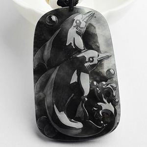 乌鸡种墨色海豚挂件