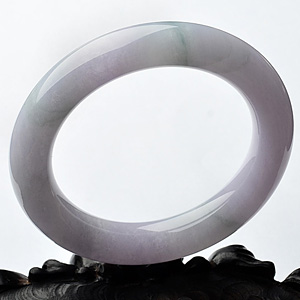 糯冰种春带彩圆条手镯(57.9mm)