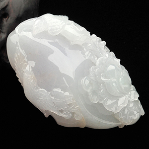 糯冰种白色花开富贵挂件