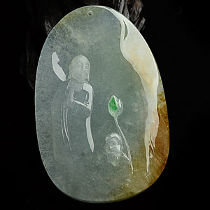 冰种淡三彩静悟挂件