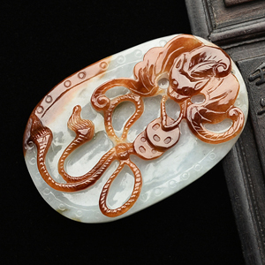 (超值推荐)糯冰种褐黄翡福在眼前挂件