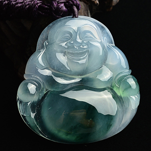 (超值推荐)冰种飘花玉佛挂件