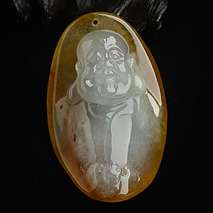 冰种红黄翡纳福挂件