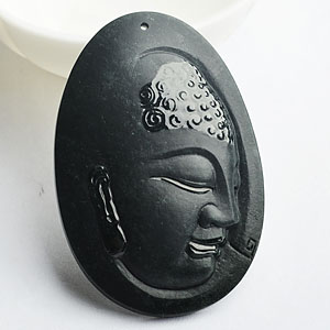 冰种墨翠释迦牟尼挂件