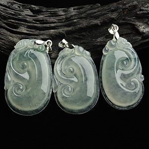 冰种晴水略飘花如意挂件(一批走)