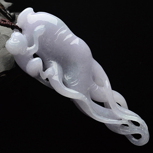 糯冰种淡紫罗兰人生如意挂件