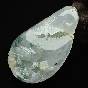 冰种淡三彩富贵双喜挂件