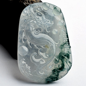 (超值推荐)冰种飘花龙牌挂件