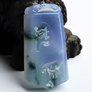 (超值推荐)冰种紫罗兰飘花龙凤呈祥挂件