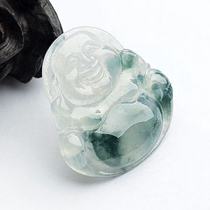 冰种飘花玉佛挂件