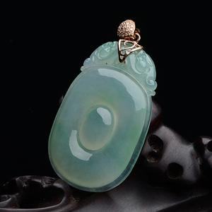 (超值推荐)冰种绿晴水福在眼前挂件（金扣）