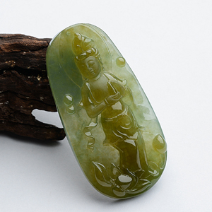 冰种茶色莲花观音挂件