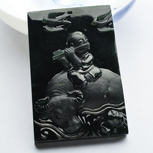 (超值推荐)冰种蓝水童子牧牛挂件