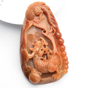 (超值推荐)糯冰种褐红翡龙牌挂件