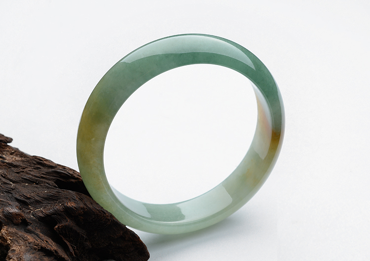 (超值推荐)糯冰种黄翡飘花手镯（58.8mm）