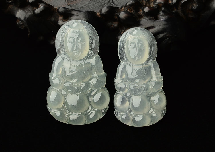 (超值推荐)冰种淡晴水观音挂件(一对)