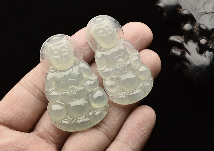 (超值推荐)冰种淡晴水观音挂件(一对)