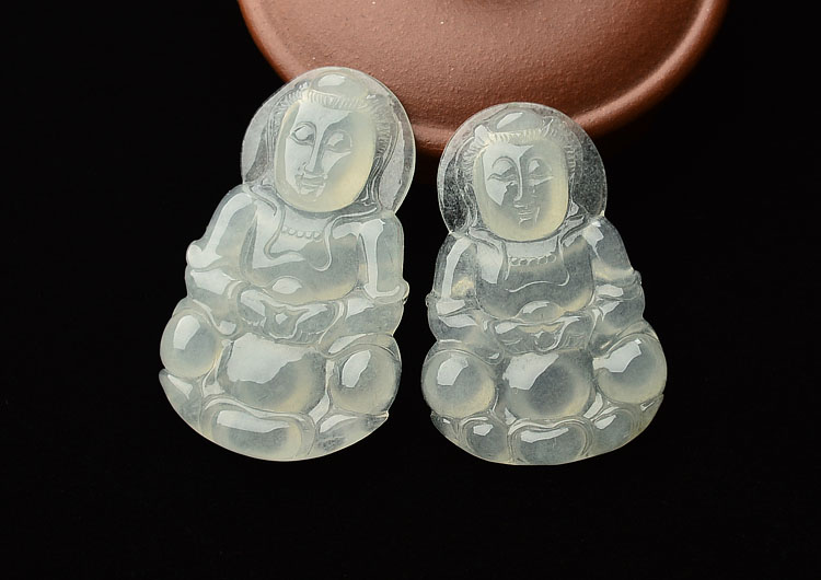 (超值推荐)冰种淡晴水观音挂件(一对)