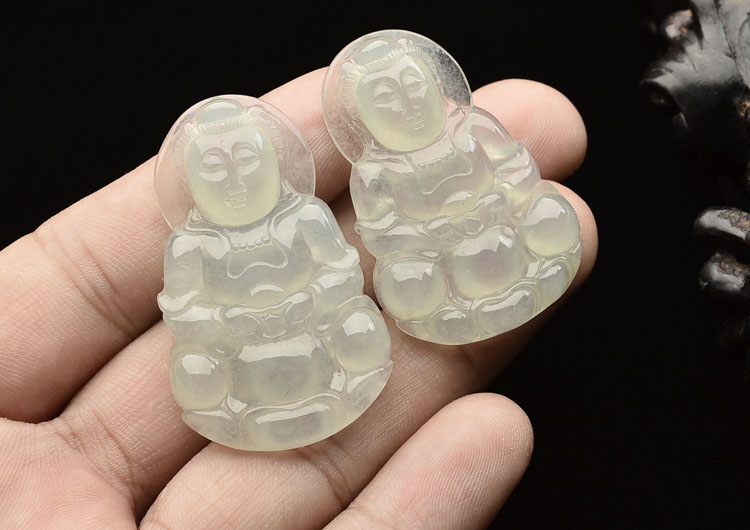 (超值推荐)冰种淡晴水观音挂件(一对)