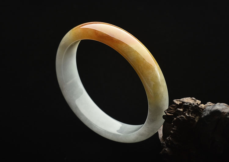糯冰种晴水/褐黄翡贵妃手镯(54.2mm-49.7mm)