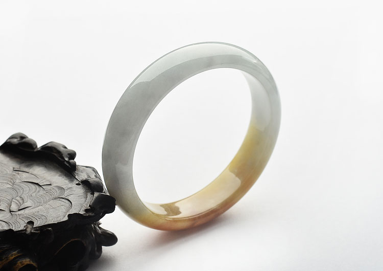 糯冰种晴水/褐黄翡贵妃手镯(54.2mm-49.7mm)