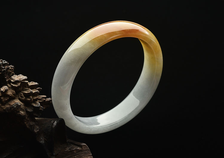 糯冰种晴水/褐黄翡贵妃手镯(54.2mm-49.7mm)