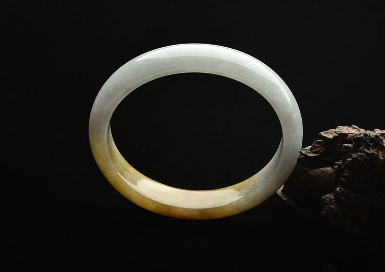 糯冰种晴水/褐黄翡贵妃手镯(54.2mm-49.7mm)