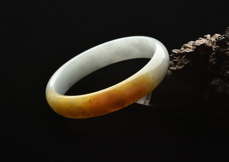 糯冰种晴水/褐黄翡贵妃手镯(54.2mm-49.7mm)