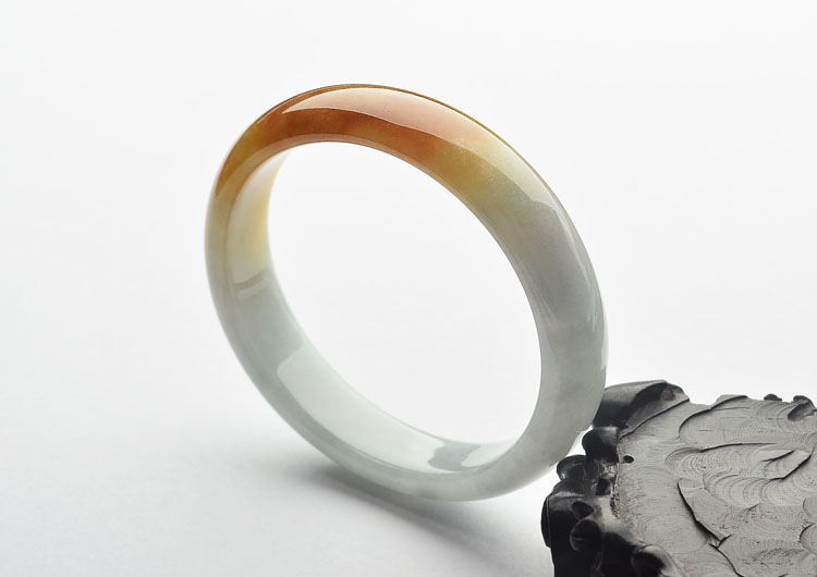 糯冰种晴水/褐黄翡贵妃手镯(54.2mm-49.7mm)