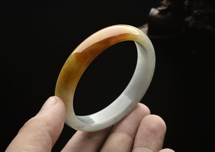 糯冰种晴水/褐黄翡贵妃手镯(54.2mm-49.7mm)