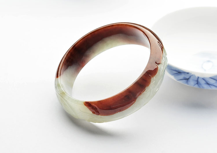 糯冰种褐红翡手镯(55.9mm)