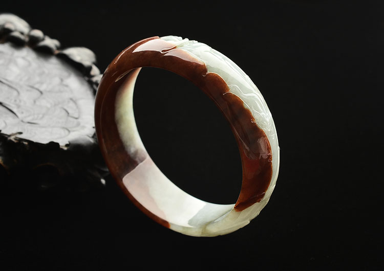 糯冰种褐红翡手镯(55.9mm)