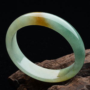 (超值推荐)糯冰种黄翡飘花手镯（58.8mm）