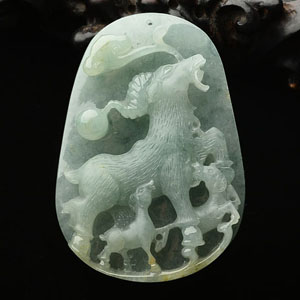 (超值推荐)糯冰种晴水略带黄翡三阳开泰挂件