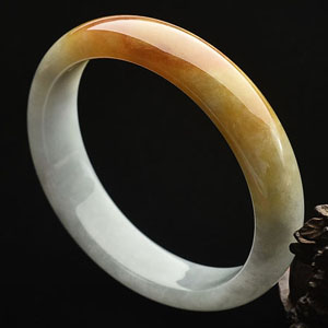 糯冰种晴水/褐黄翡贵妃手镯(54.2mm-49.7mm)