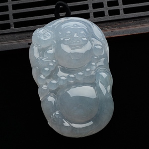(超值推荐)冰种淡晴水童子戏佛挂件