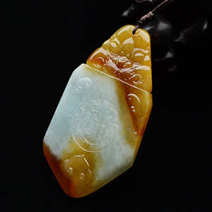 (超值推荐)糯冰种红黄翡招财进宝挂件