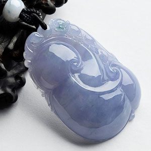 糯冰种紫罗兰如意寿挂件