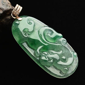 冰种飘阳绿仿古龙挂件