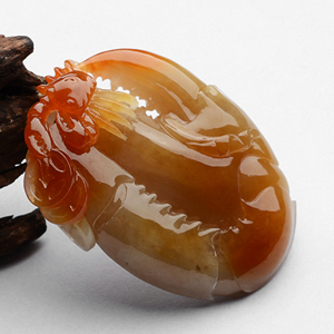 (超值推荐)糯冰种褐黄翡横财就手挂件