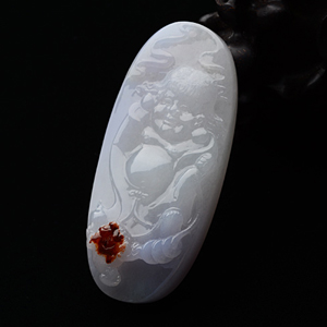 (超值推荐)糯冰种紫罗兰红翡刘海戏金蟾挂件